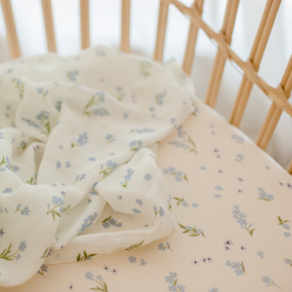 Fox&Fallow-Forget-Me-Not Organic Fitted Bassinet Sheet/Change Pad Cover