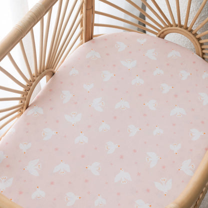 Fox&Fallow-Pink Doves Organic Fitted Cot Sheet