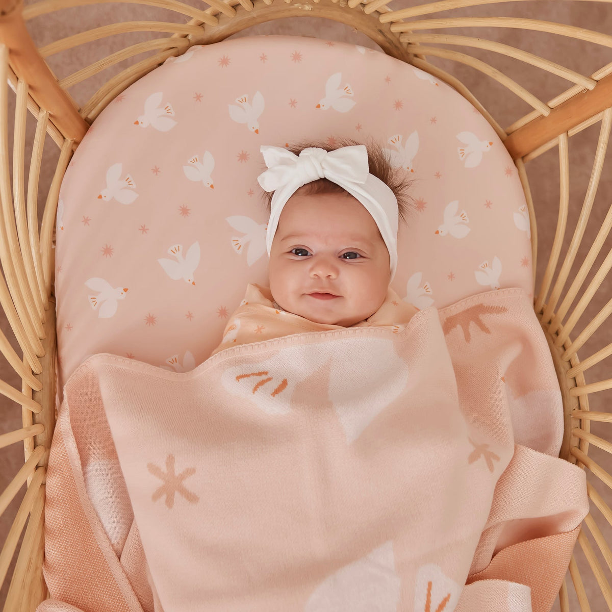 Fox&Fallow-Pink Doves Organic Fitted Cot Sheet