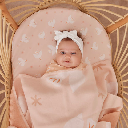 Fox&Fallow-Pink Doves Organic Fitted Cot Sheet