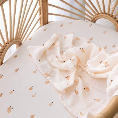 Fox&Fallow-Golden Pears Organic Fitted Bassinet Sheet/Change Pad Cover