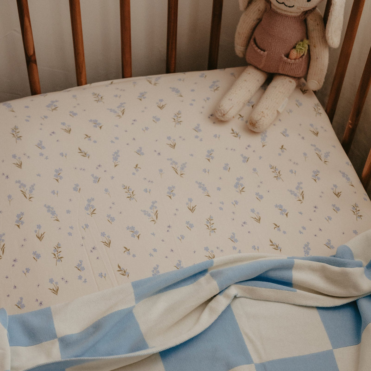 Fox&Fallow-Forget-Me-Not Organic Fitted Cot Sheet