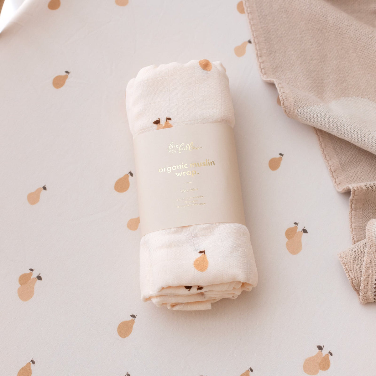 Fox&Fallow-Golden Pears Organic Fitted Bassinet Sheet/Change Pad Cover