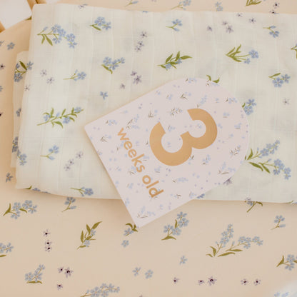 Fox&Fallow-Forget-Me-Not Organic Fitted Bassinet Sheet/Change Pad Cover