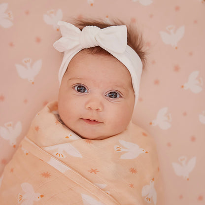 Fox&Fallow-Pink Doves Organic Fitted Cot Sheet
