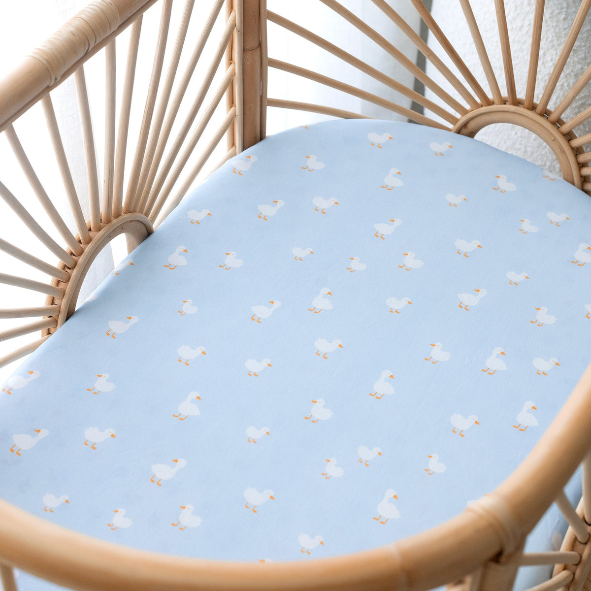 Fox&Fallow-Blue Ducks Organic Fitted Cot Sheet