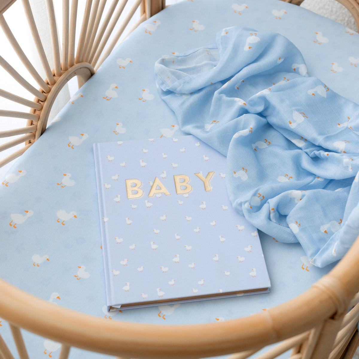 Fox&Fallow-Blue Ducks Organic Fitted Cot Sheet