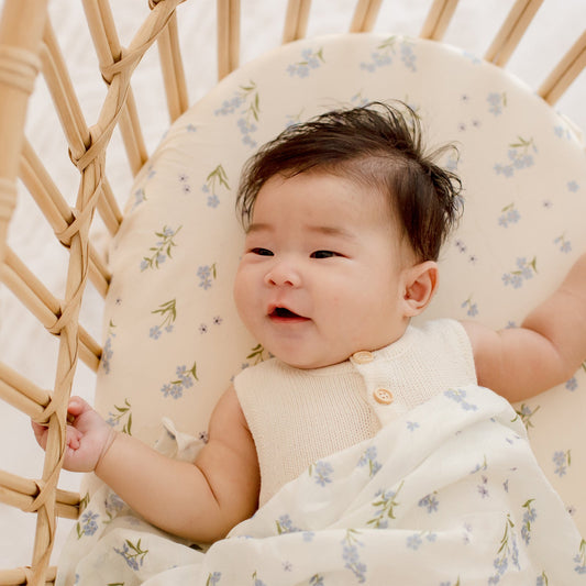 Fox&Fallow-Forget-Me-Not Organic Fitted Bassinet Sheet/Change Pad Cover