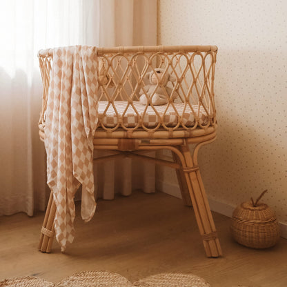 Fox&Fallow-Caramel Check Organic Muslin Wrap Swaddle