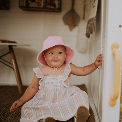 Bedhead hats-Toddler Bucket Hat - Blush Ruffle Trim