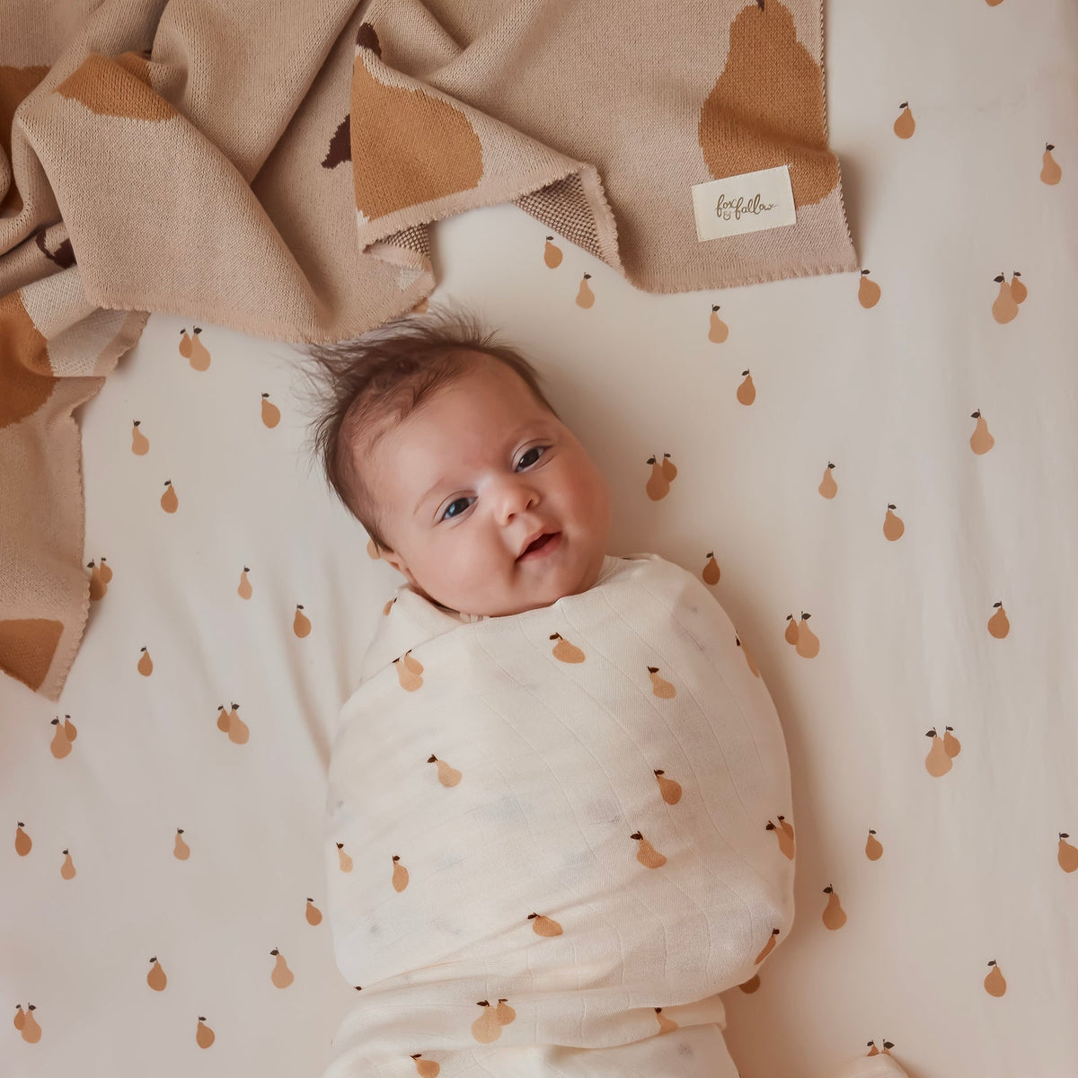 Fox&Fallow-Golden Pears Organic Fitted Bassinet Sheet/Change Pad Cover