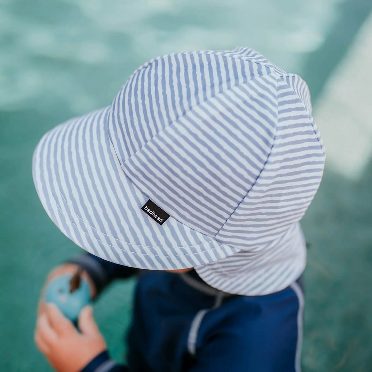 Bedhead hats-Kids Swim Legionnaire Flap Beach Hat - Stevie Stripe