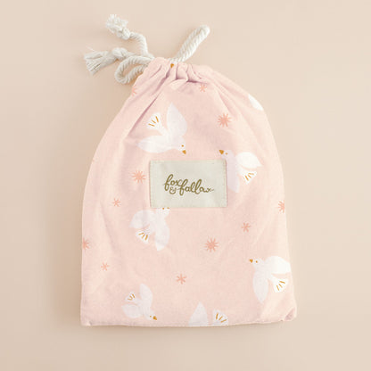 Fox&Fallow-Pink Doves Organic Fitted Cot Sheet