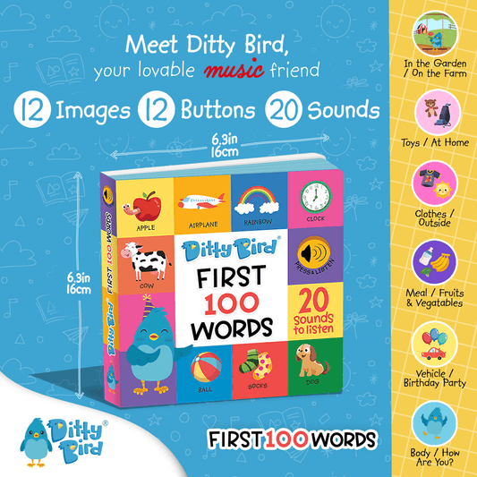 Ditty Bird-100 Words Sound Book | USB-C rechargeable