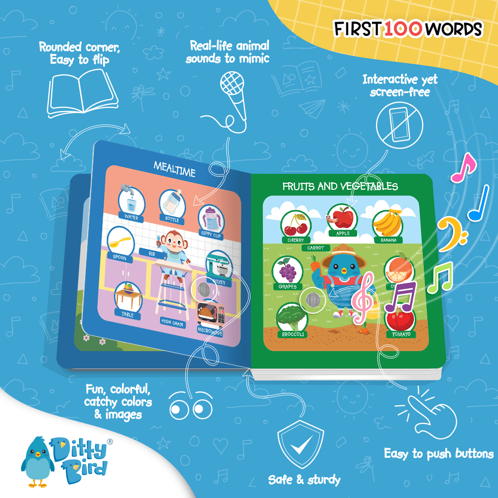 Ditty Bird-100 Words Sound Book | USB-C rechargeable