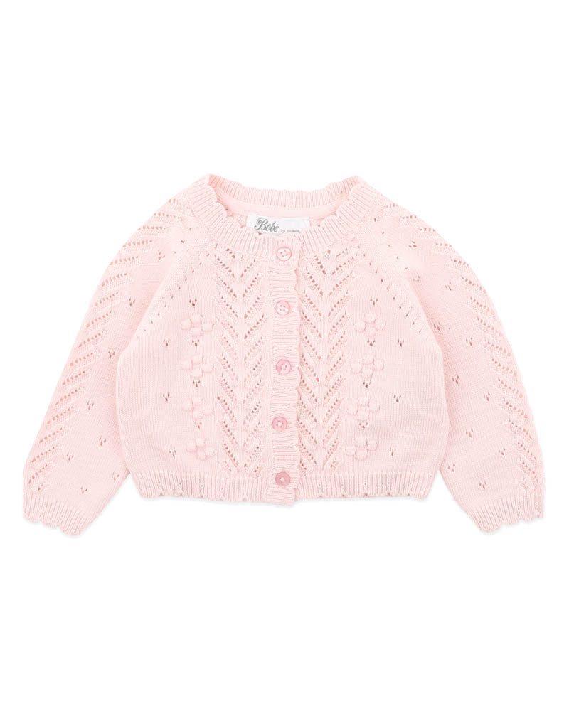 Bebe by Minihaha-GIRLS ORGANIC PINK POINTELLE CARDI