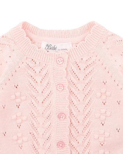 Bebe by Minihaha-GIRLS ORGANIC PINK POINTELLE CARDI