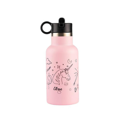Citron-Little Big Water Bottle - QR-Enabled Lost-Proof 350ml - Pink Unicorn