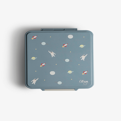 Citron-Grand Lunch Box - 4 Compartments - Spaceship Dusty Blue + Food Jar