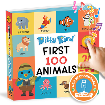 Ditty Bird-100 Animals Sound Book | USB-C Rechargeable