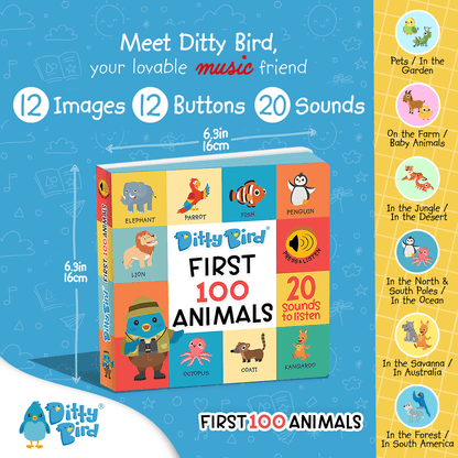 Ditty Bird-100 Animals Sound Book | USB-C Rechargeable