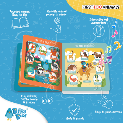 Ditty Bird-100 Animals Sound Book | USB-C Rechargeable