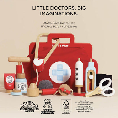 Le Toy Van- Vintage Doctor Roleplay Wooden Kit - 10 Piece