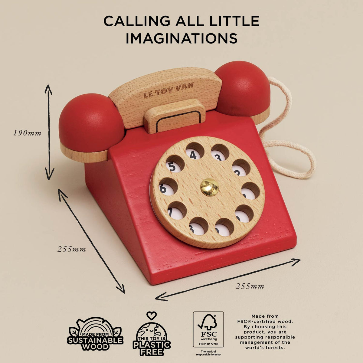 Le Toy Van-VINTAGE WOODEN PHONE