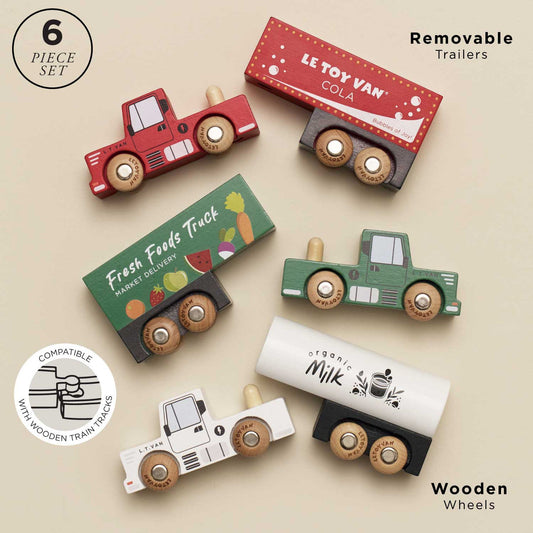 Le Toy Van-WOODEN TRAILER TRUCK SET