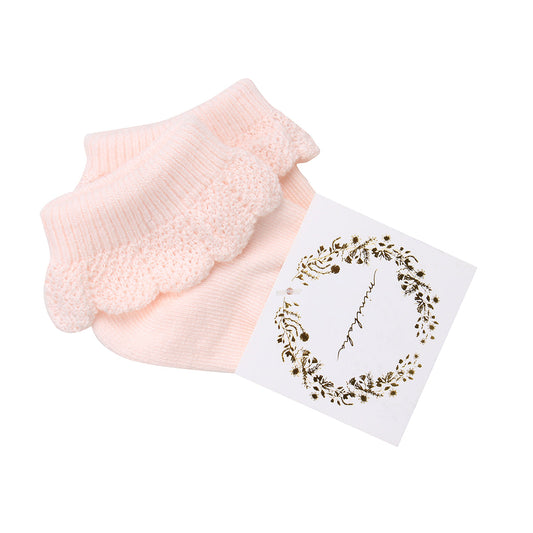 Minihaha-PALE PINK DROP NEEDLE SOCKS