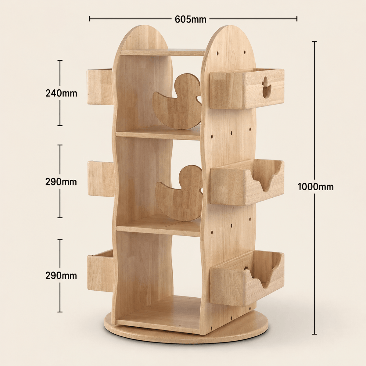 Myduckling-BINDI Revolving Solid Wood Bookcase