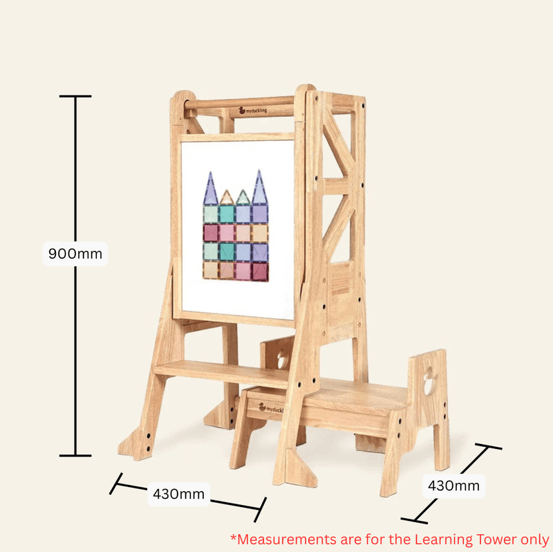 Myduckling-JALA Deluxe Solid Wood Adjustable Learning Tower - Flag with Duck Stool Handle (Mid August Pre-Order)