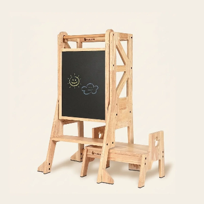 Myduckling-JALA Deluxe Solid Wood Adjustable Learning Tower - Flag with Duck Stool Handle (Mid August Pre-Order)