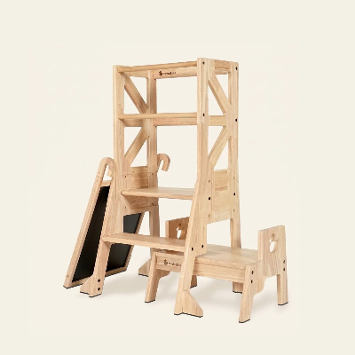 Myduckling-JALA Deluxe Solid Wood Adjustable Learning Tower - Flag with Duck Stool Handle (Mid August Pre-Order)