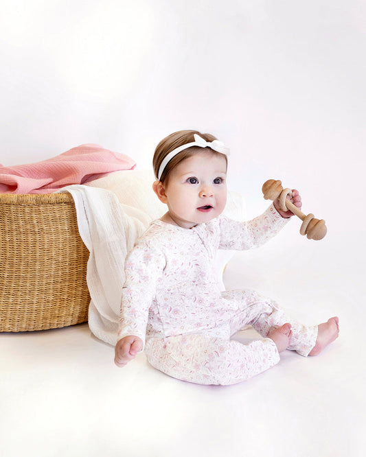 BEBE-FAYE PRINT ORGANIC ZIPSUIT