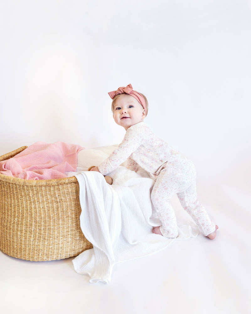 BEBE-FAYE PRINT ORGANIC ZIPSUIT