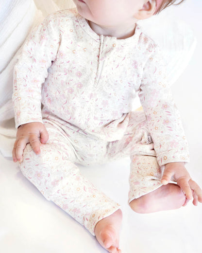 BEBE-FAYE PRINT ORGANIC ZIPSUIT